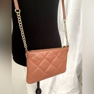 Talbots Quilted Leather Crossbody Purse Gold Toned Hardware Vintage